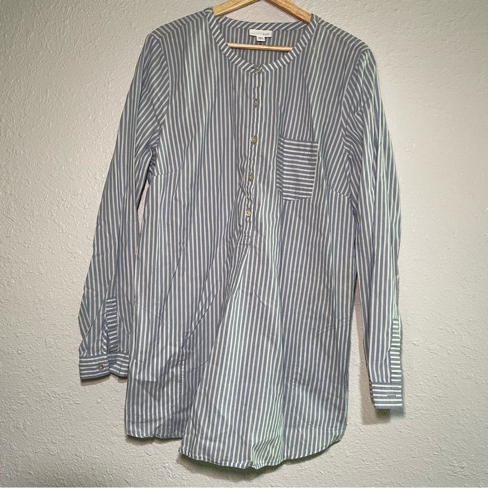 J Jill Women Tall Large Top Striped Blue and White